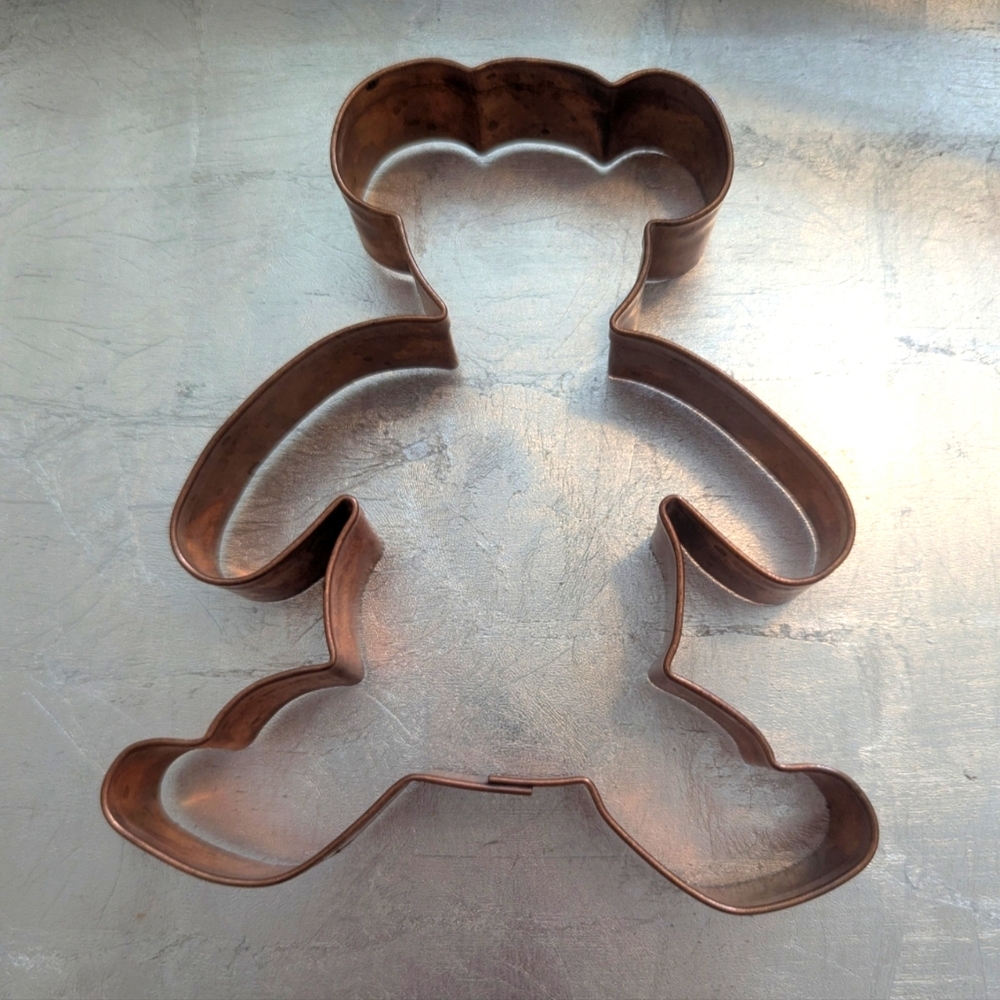 Bear Shaped Cookie Cutter Copper Vintage 6" Teddy Bear Picnic Winter Holidays